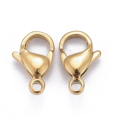 Ion Plating(IP) 304 Stainless Steel Lobster Claw Clasps X-STAS-H353-C-02G-1