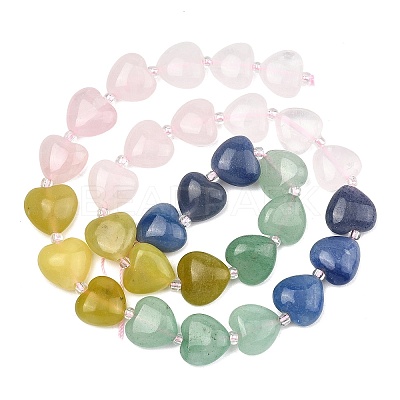 Gradient Color Natural Rose Quartz & Quartz Crystal & Lemon Jade & Blue Aventurine & Green Aventurine Beads Strands G-B185-A11-1