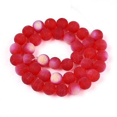 Frosted Transparent Glass Beads Strands GLAA-T032-T10mm-MBB09-1