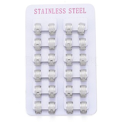 Tarnish Resistant Textured 304 Stainless Steel Huggie Hoop Earrings EJEW-L252-017P-1