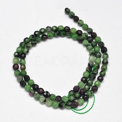 Faceted Round Natural Ruby in Zoisite Bead Strands G-F289-11-4mm-1
