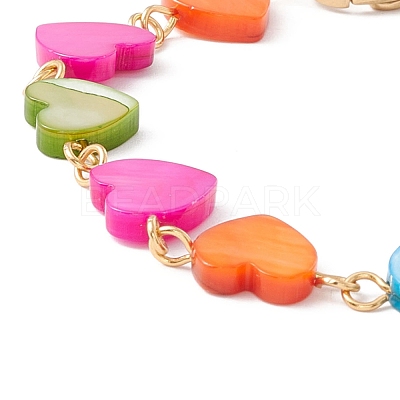 Natural Shell Link Chain Bracelet BJEW-C015-22G-1