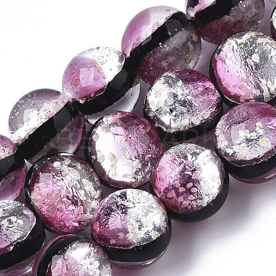 Handmade Silver Foil Glass Lampwork Beads Strands FOIL-T003-03E-1
