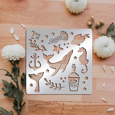 Stainless Steel Cutting Dies Stencils, for DIY Scrapbooking/Photo Album,  Decorative Embossing DIY Paper Card, Matte Stainless Steel Color, Ocean