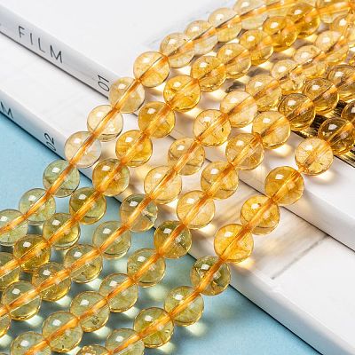 Natural Citrine Beads Strands G-E326-4mm-01-1