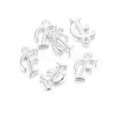 Silver Color Plated Alloy Letter Pendants PALLOY-J718-01S-F-1