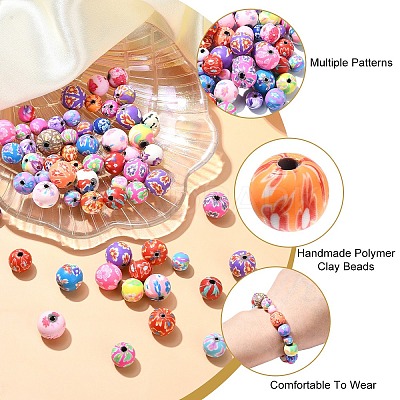60Pcs 3 Styles Handmade Polymer Clay Beads FIND-YW0004-69-1