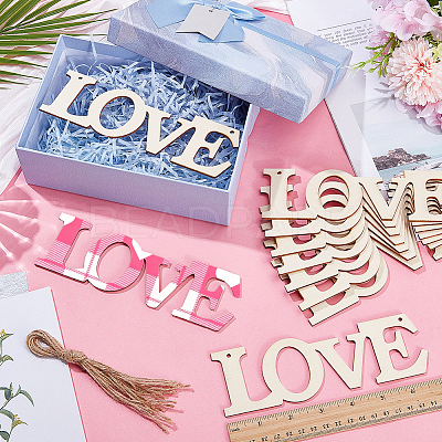 10Pcs DIY Mother's Day Unfinished Wood Word Love Pendants DIY-SP0006-79-1