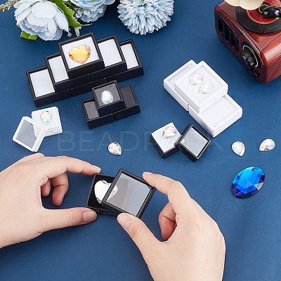 30Pcs 6 Styles Square ABS Plastic & Acrylic Loose Diamond Storage Boxes CON-WR0001-09-1