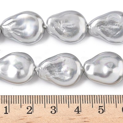Electroplate Opaque Glass Imitation Pearl Strands EGLA-D302-02B-1