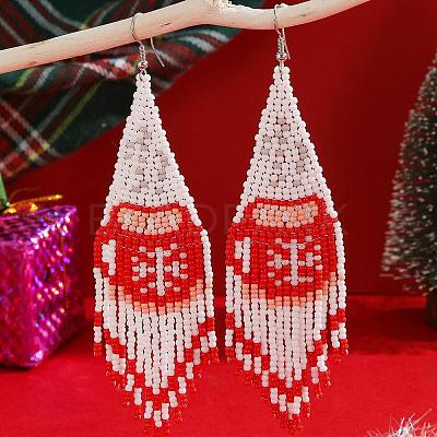 Christmas Snowflake Pattern Tassel Dangle Earrings NJ5789-1