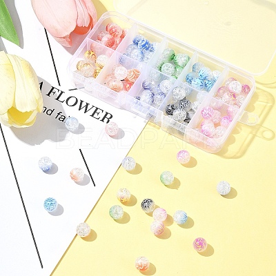 100Pcs 10 Colors Two Tone Spray Painted Crackle Acrylic Beads DIY-FS0006-73-1