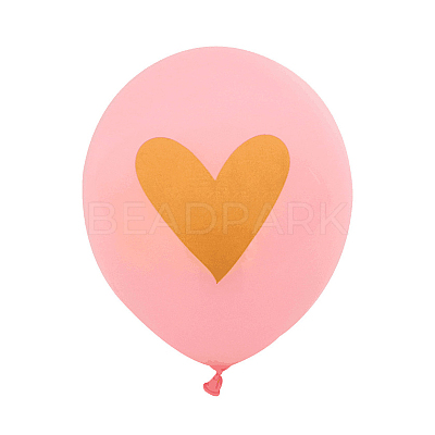 Round with Gold Tone Heart Latex Valentine's Day Theme Balloons FEPA-PW0002-002B-1