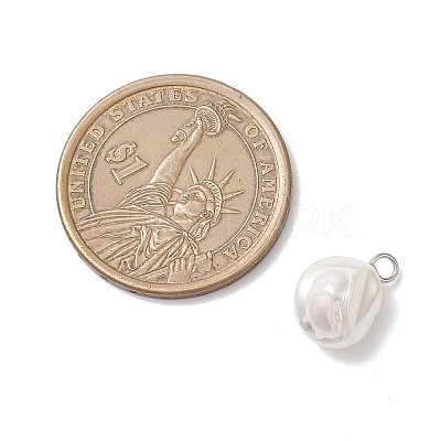 Electroplated Shell Pearl Nuggets Charms PALLOY-JF04641-02-1