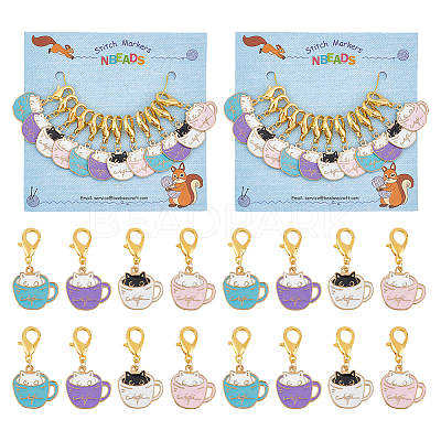 Alloy Enamel Pendant Locking Stitch Markers HJEW-AB00120-1