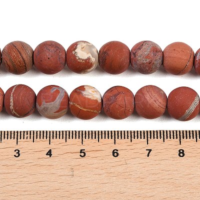 Frosted Natural Red Jasper Beads Strands G-C270-M01-10mm-1