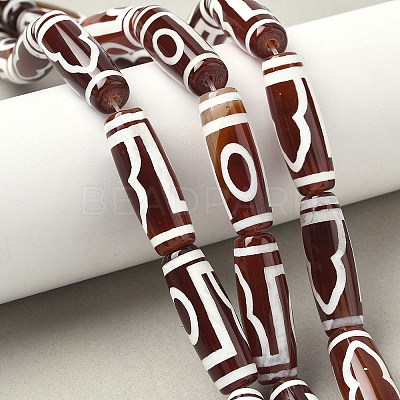 Rice Shape Tibetan Style dZi Beads Strands G-A269-A10-01-1
