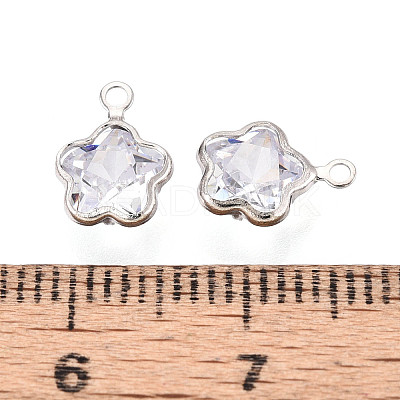 Brass Pave Clear Cubic Zirconia Pendants ZIRC-T017-02P-1