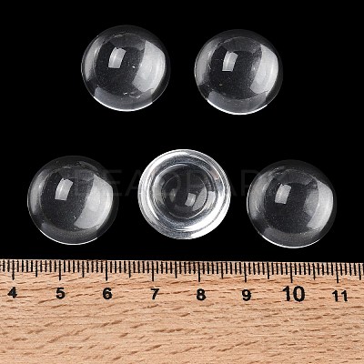 Transparent Half Round Glass Cabochons X-GGLA-R027-20mm-1