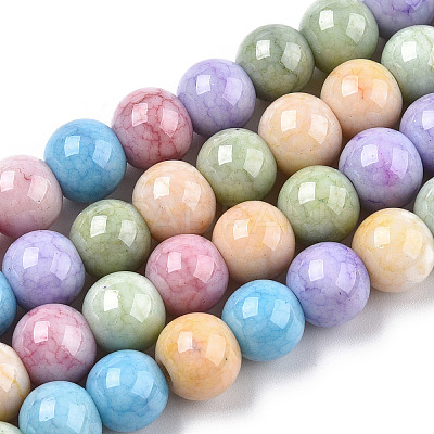 Opaque Crackle Glass Round Beads Strands X-GLAA-T031-01D-1