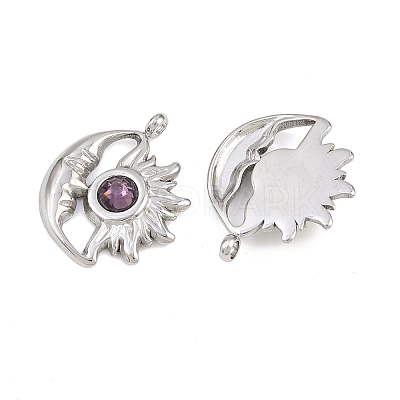 304 Stainless Steel Rhinestone Pendants STAS-Z166-24P-02-1