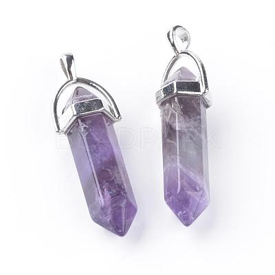 Natural Amethyst Double Terminated Pointed Pendants G-S240-10-1