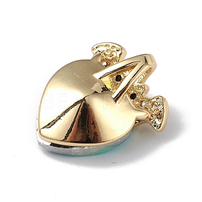 Real 18K Gold Plated Rack Plating Brass Micro Pave Clear Cubic Zirconia Pendants KK-C015-10G-07-1