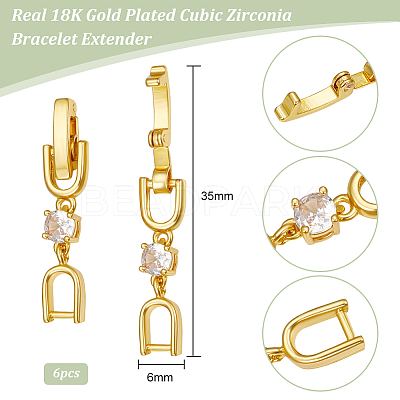6Pcs Brass Extender Chain ZIRC-BBC0002-11-1