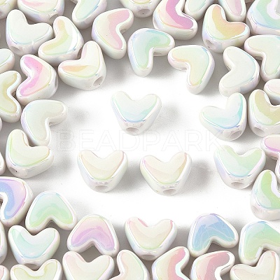 50Pcs UV Plating Opaque Acrylic Beads MACR-YW0004-06G-1
