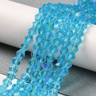 Transparent Electroplate Glass Beads Strands GLAA-F029-3mm-D19-1