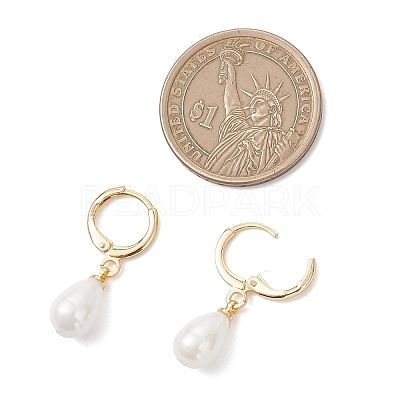 Shell Pearl Leverback Earrings EJEW-JE06905-1