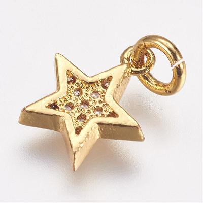 Brass Micro Pave Cubic Zirconia Charms ZIRC-G087-35G-1