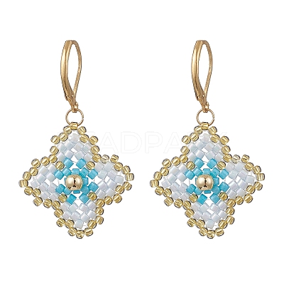 3 Pairs Handmade Glass Seed Beads Flower Leverback Earrings EJEW-MZ00578-1
