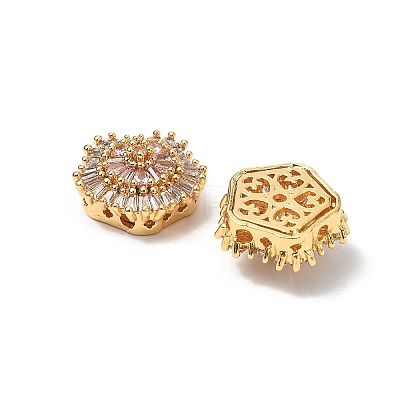 Brass Micro Pave Cubic Zirconia Beads KK-A259-11G-02-1
