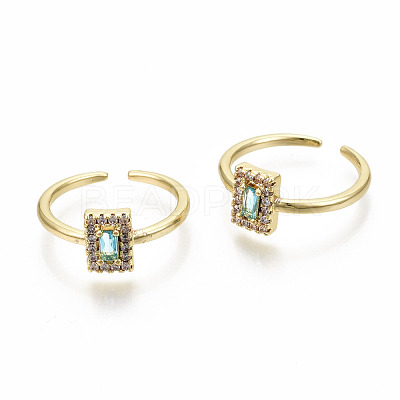 Brass Micro Pave Cubic Zirconia Cuff Rings RJEW-S045-039G-NR-1