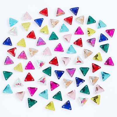 100Pcs 10 Colors Triangle Shape Sew on Rhinestone GLAA-GA0001-59-1