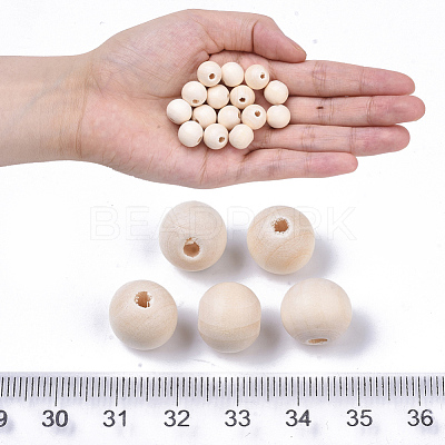 Unfinished Natural Wood Beads X-WOOD-S651-A12mm-LF-1