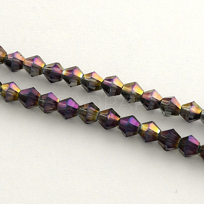Electroplate Glass Bead Strands X-EGLA-R094-4mm-10-1