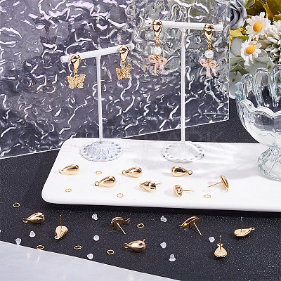 Teardrop Brass Stud Earring Findings KK-CN0003-40-1