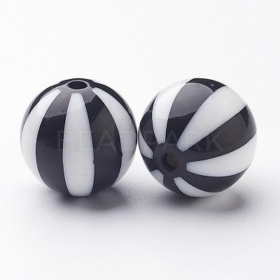 Colorful Stripe Chunky Bubblegum Acrylic Beads X-SACR-ZX010-9-1
