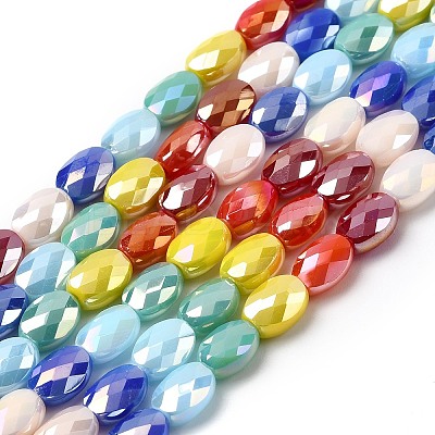 Electroplate Opaque Solid Color Glass Beads Strands GLAA-F131-04-1