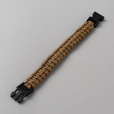 Survival Polyester Cord Bracelet with Plastic Clasps for Hiking Camping Outdoor BJEW-WH0018-54I-1