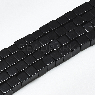Natural Black Stone Beads Strands G-S357-G23-1