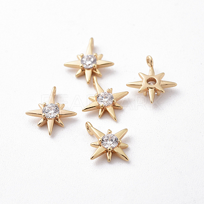 Brass Cubic Zirconia Charms X-KK-S350-285-1