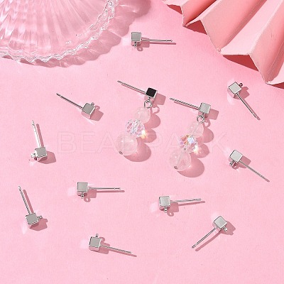 SHEGRACE Brass Cube Stud Earring Findings XGR0106P-121P-1