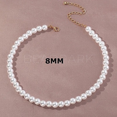 Plastic Imitation Pearl Round Beaded Necklaces for Women WGF0340-01-1