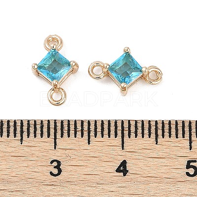 Brass Pave Glass Rhombus Links Connector Charms X1-GLAA-Q088-001C-1