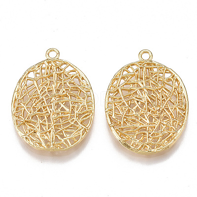 Brass Filigree Pendants X-KK-T038-32G-1