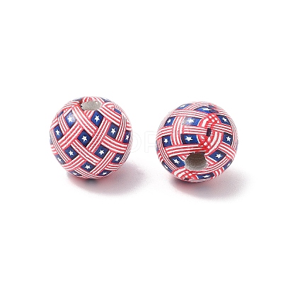 Independence Day Themes Wood European Beads WOOD-I014-01A-1