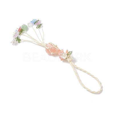 Nuggets Natural Gemstone Net Pouch Pendant Decorations HJEW-JM04260-03-1
